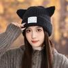 Fashionable and Versatile Warm Cat Ear Wool Hat for Women In Autumn and Winter Thickened Windproof Pullover Hat Japanese Casual Ear Protection Hat