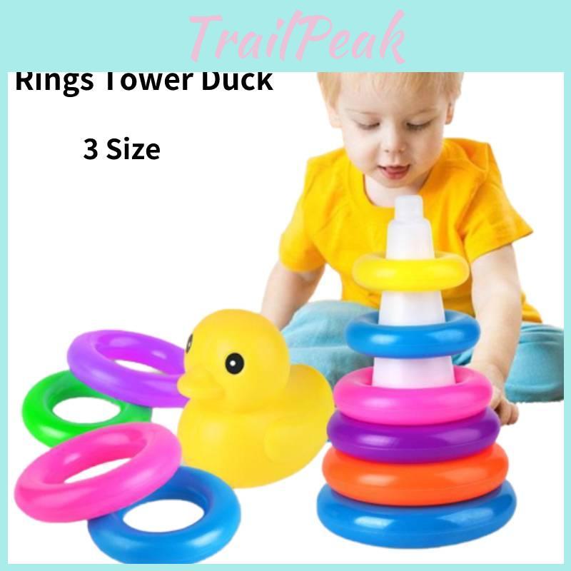 Дженга Радужная Башня из Колец, Игрушки для Игры в Ванне с Утками, Развитие Малыша