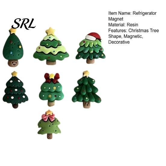 Miniature Christmas Tree Decor 7Pcs/Set Mini Refrigerator Magnet, Xmas Shape Office Whiteboard Magnets Fridge Decorative Magnet for Locker Door