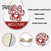 Rustic Door Hanger Wooden Welcome Sign for Front with Cute Pet Paw Prints, Creative Room Decor Hanging Wall Hemp Rope Home Entryway Porch Farmhouse