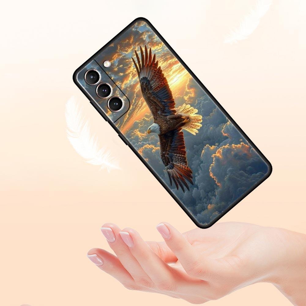Чехол для телефона Орел Для Samsung Galaxy S26 Ultra S25 Plus S24 FE S23 S22 5G S21 S20 Чехол Черный Мягкий