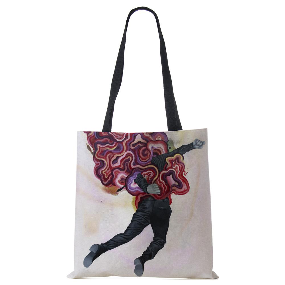 Print Shoulder For Tote Bag Women Shopping Reusable Bags Groceries Folding Travel School Beach Bags