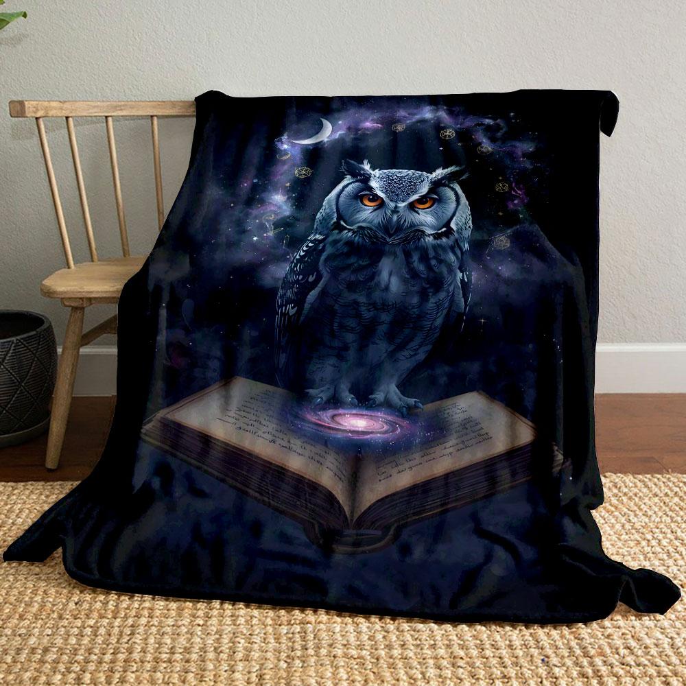 Mystical Owl with Cosmic Book print blanket soft and cozy perfect for the living room bed sofa or a nap,gift