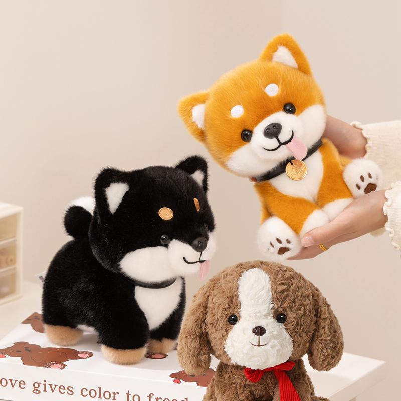 New Cute Plush Dogs Adorable Shiba Inu Stuffed Animals With Tongue Out Soft Kawaii Puppy Beagle Dolls For Office Desk Companion