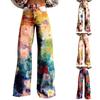 Wide Leg Flare Jeans For Women With Pockets Baggy Pants Vintage Floral Print High Waisted Loose Pant
