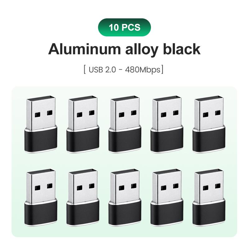 USB C Adapter Aluminum Alloy Shell USB 2.0 Male to USB 3.1 Type C Female Type-C Adapter for Laptop Samsung Xiaomi 10 Earphone
