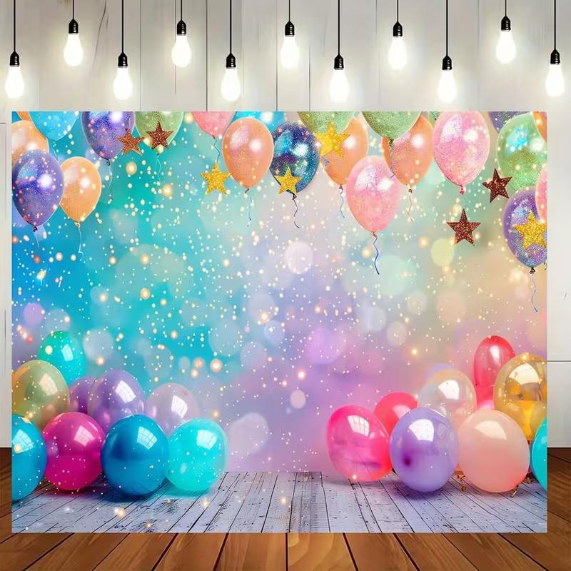 2D Rainbow Colors Birthday Party Backdrop Photography Background Banner