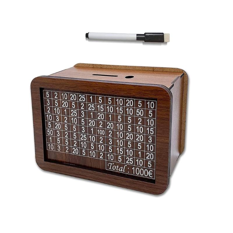 Saving Money Goal Counter Money Savings Targets and Number Wooden Money Box