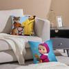 PopCartoon To Accompany MMasha And BBearsS Cushion Cover Pillowcase Short Plush Invisible zipper Room Sofa Cushion Cover
