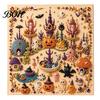Fall Holiday Decoration Halloween Faux Pearl Art DIY Kit, 3D Bead Embroidery Craft Set, Spooky Handmade Ghost Pumpkin Goat Witch Wall Art, Seasonal