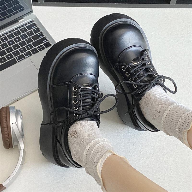 Модные женские туфли дерби в британском стиле, туфли-оксфорды на платформе в стиле ретро с круглым носком, черные туфли в стиле Лолиты, женские туфли в стиле преппи в форме JK