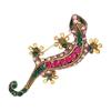 Retro Lizard Gecko Shape Brooch Shining Rhinestones Inlaid Pin Faux Silk Shawl Buckle Dress Badge Outfit Accessories