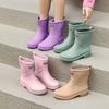 Fashion Rain Shoes Women's Trend Short Medium Tube Water Shoes Four Seasons Outside Work Shoes Car Wash Waterproof and Non-slip Rain Rubber Shoes
