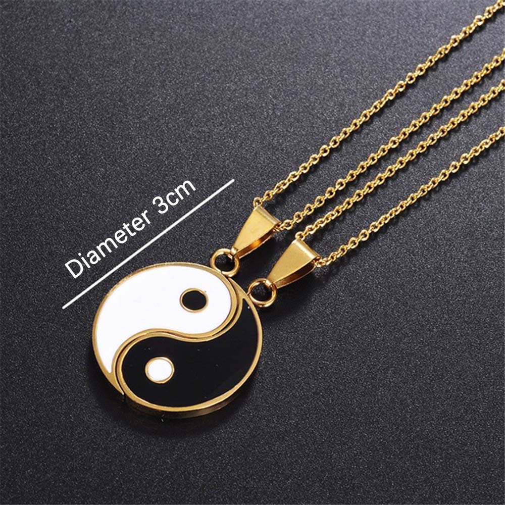 Tai Chi Vintage Yin Yang Mystical Women Gold Pendant Clavicle Chain Necklaces Jewelry