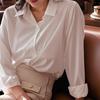 Рубашка для весны и осени, женская, свободного кроя, с длинным рукавом, воротником-поло, профессиональная рубашка