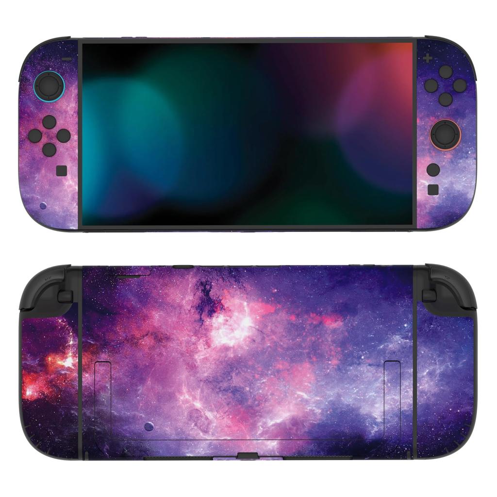 PlayVital Nintendo Switch 2 Console and Protective Sticker Set with Customizable Vinyl Dock Grip Stickers (2025) Joy-Con (2 Sets) Stickers, & [Nebula