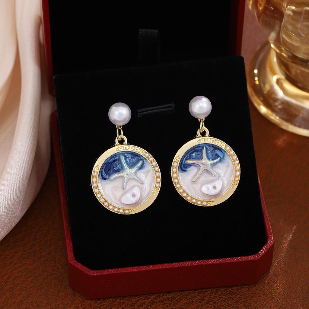 Серьги с французским жемчугом и цветком ракушки — легкая роскошь, винтаж, элитный, натуральный, свежий дизайн