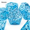 7 Pcs Blue White Gear Wheel Metal Dice Hollow Metal Polyhedral Dice Set Suitable for Role-Playing RPG  Board Game Card Game