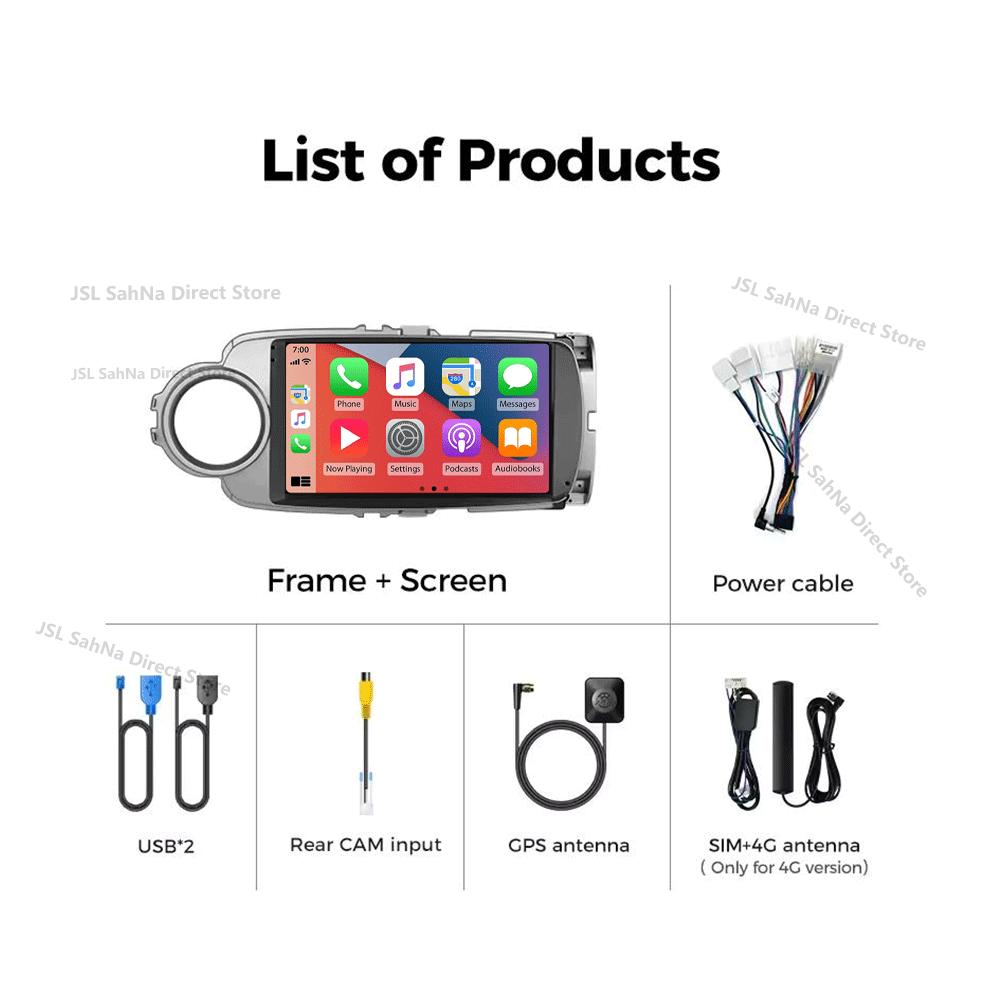 9inch Android 14 Car RadioFor Toyota Yaris 2012 - 2017 Multimedia Player Android Auto Wireless Carplay GPS 2Din DVD