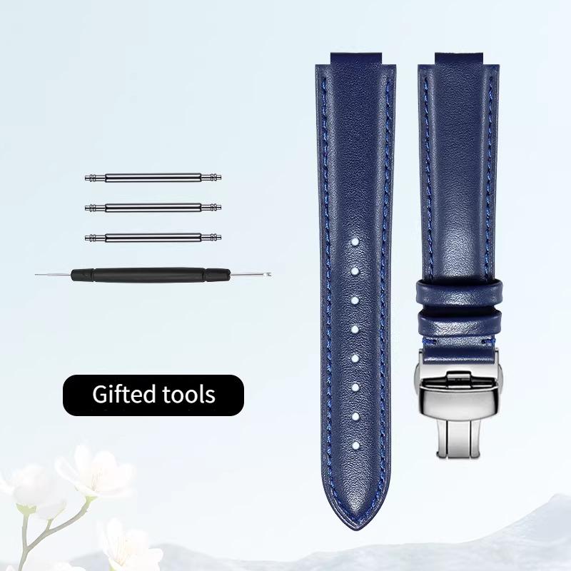 Curved mouth layer cowhide watch strap women for Original CARTIER BALLON BLEU DE CARTIER W69016Z4 WJBB0033 HIPINE men watchband