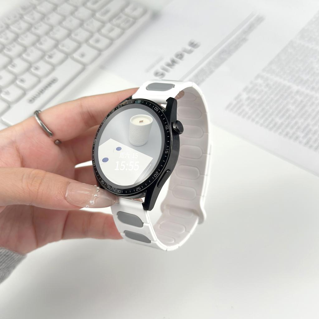 Магнитный ремешок 22 мм овального дизайна для Huawei Watch GT 6 Pro 46 мм/Oppo Watch X/X2/4 Pro Силиконовый ремешок для часов Двухцветный