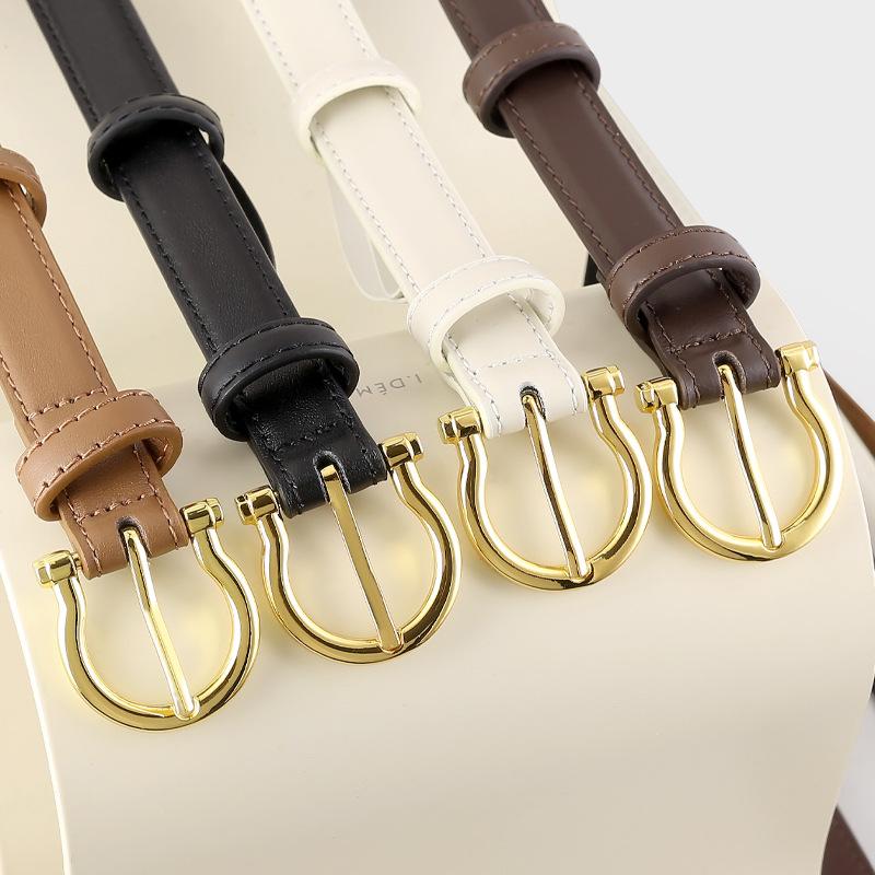 Women S Genuine Leather Belt With Gold Buckle Fashion Waist Strap