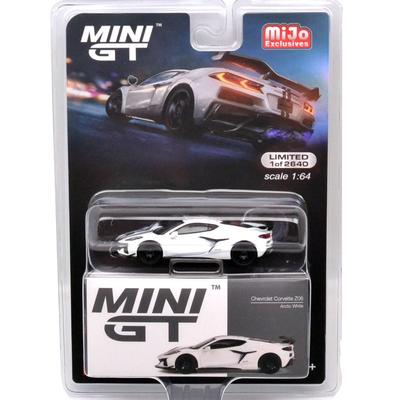 MINI GT Масштаб 164 США. MiJo Toys Лимитированная серия Chevrolet Corvette Z06 2023 (Арктический белый)