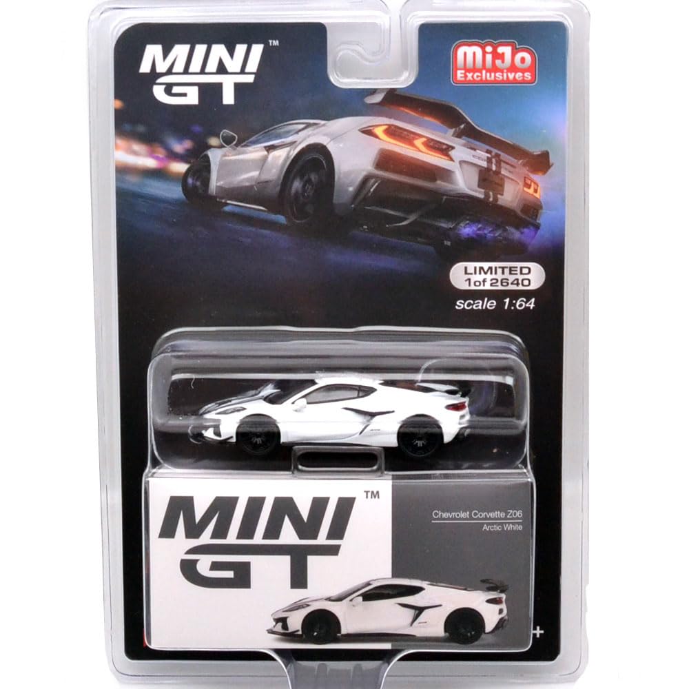 MINI GT Масштаб 164 США. MiJo Toys Лимитированная серия Chevrolet Corvette Z06 2023 (Арктический белый)