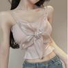 French Short Camisole Vest With Chest Pad Celebrity Temperament Pearlescent Three-dimensional Flower For Women Summer High-grade Sense Hot Girl