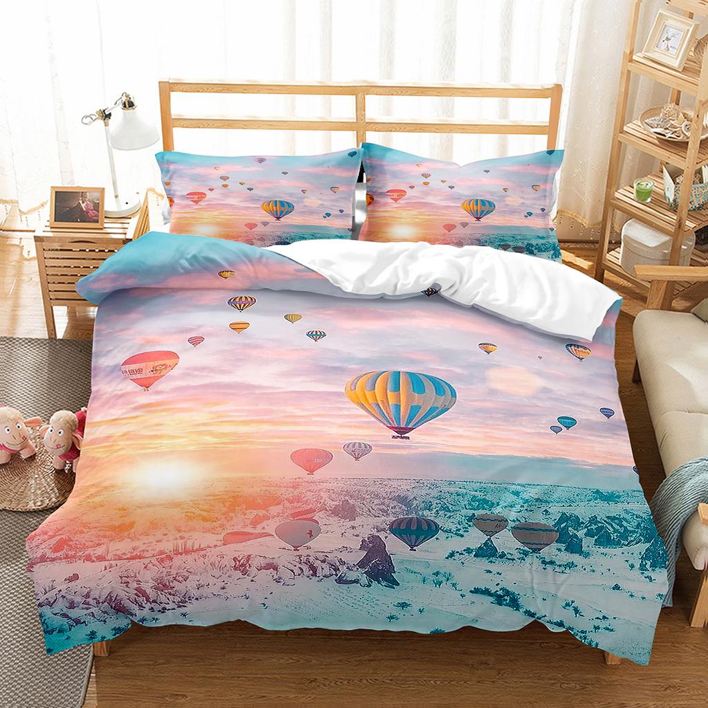 Air Balloon Duvet Cover Collection Single King Cartoon Animal Bedding Collection Cute Sika Deer Elephant Comforter Cover For Kids Teens
