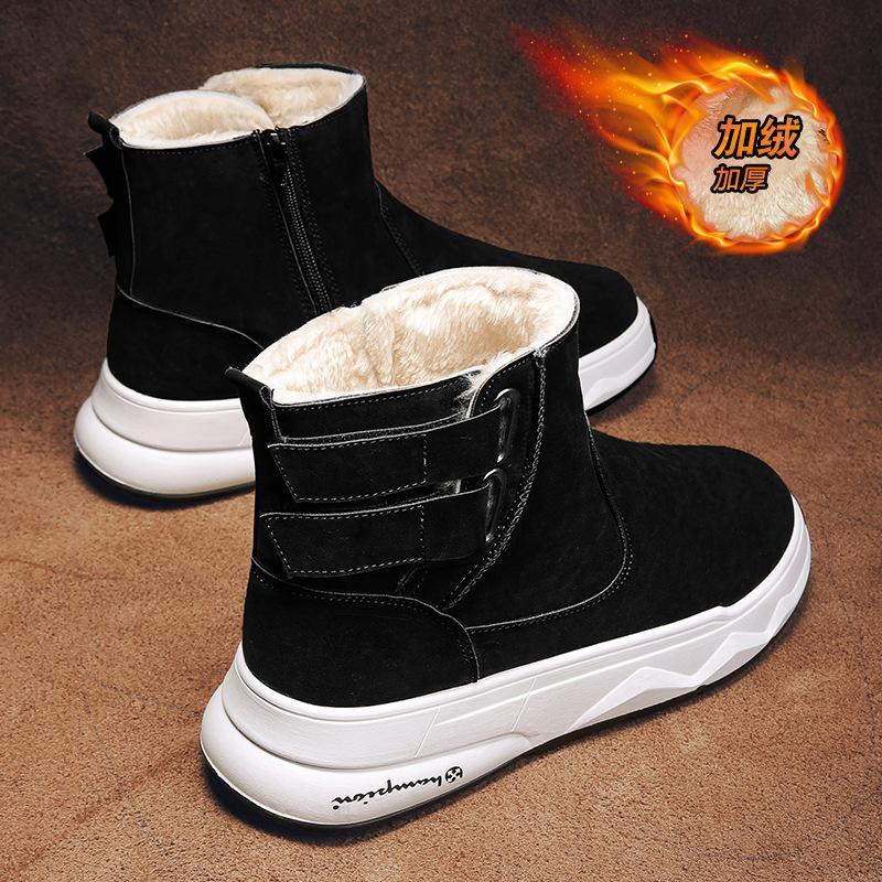 Fashion 2024 Winter New Thick Couple Snow Boots Plus Velvet Warm Side Zipper Outdoor Casual Short Boots Cold Resistance Men Cotton Shoes