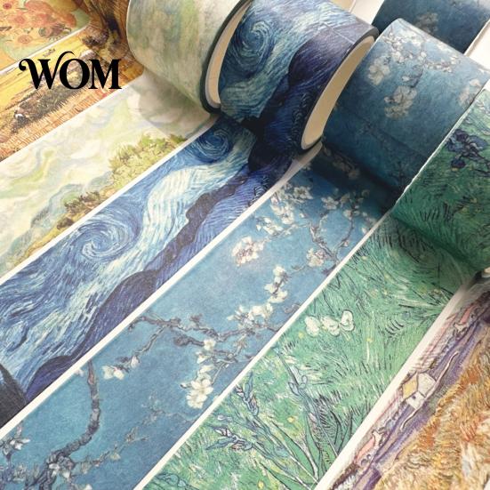 Layering Washi Tape Tape, Oil Painting Decorative Masking Artist Patterns Adhesive Translucent for DIY Crafts, Junk Journal, Gift Wrapping,