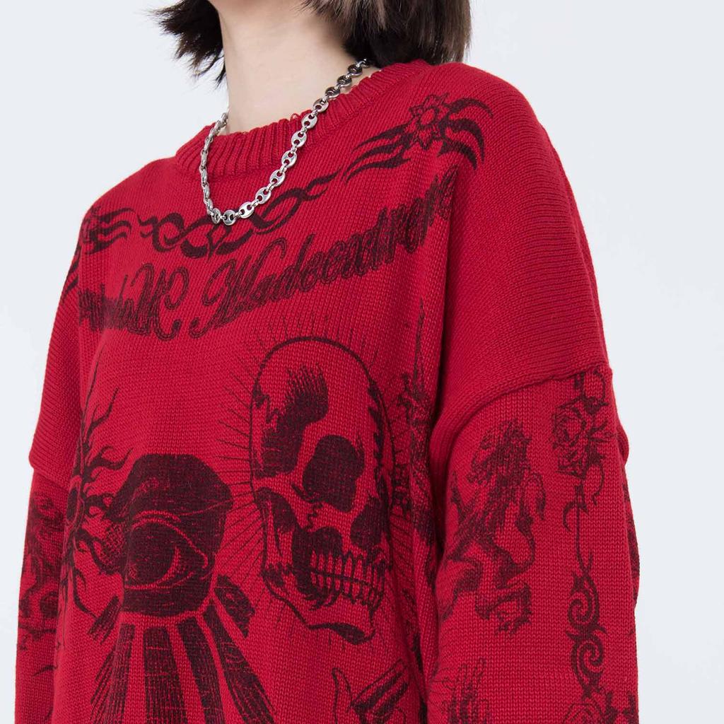 Свитер унисекс, рваный пуловер с принтом розовых глаз и скорпиона