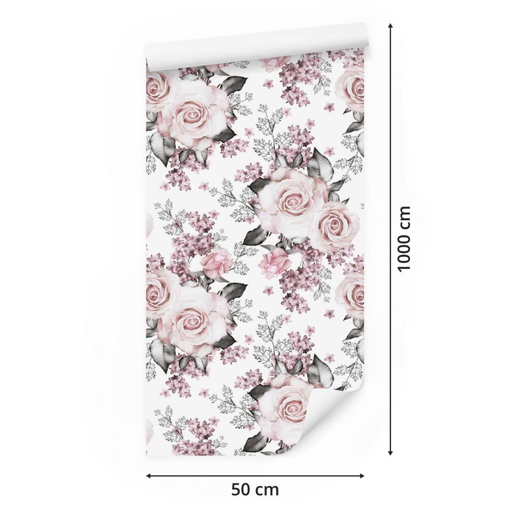 Delicate roses wallpaper for living room and bedroom 50x1000