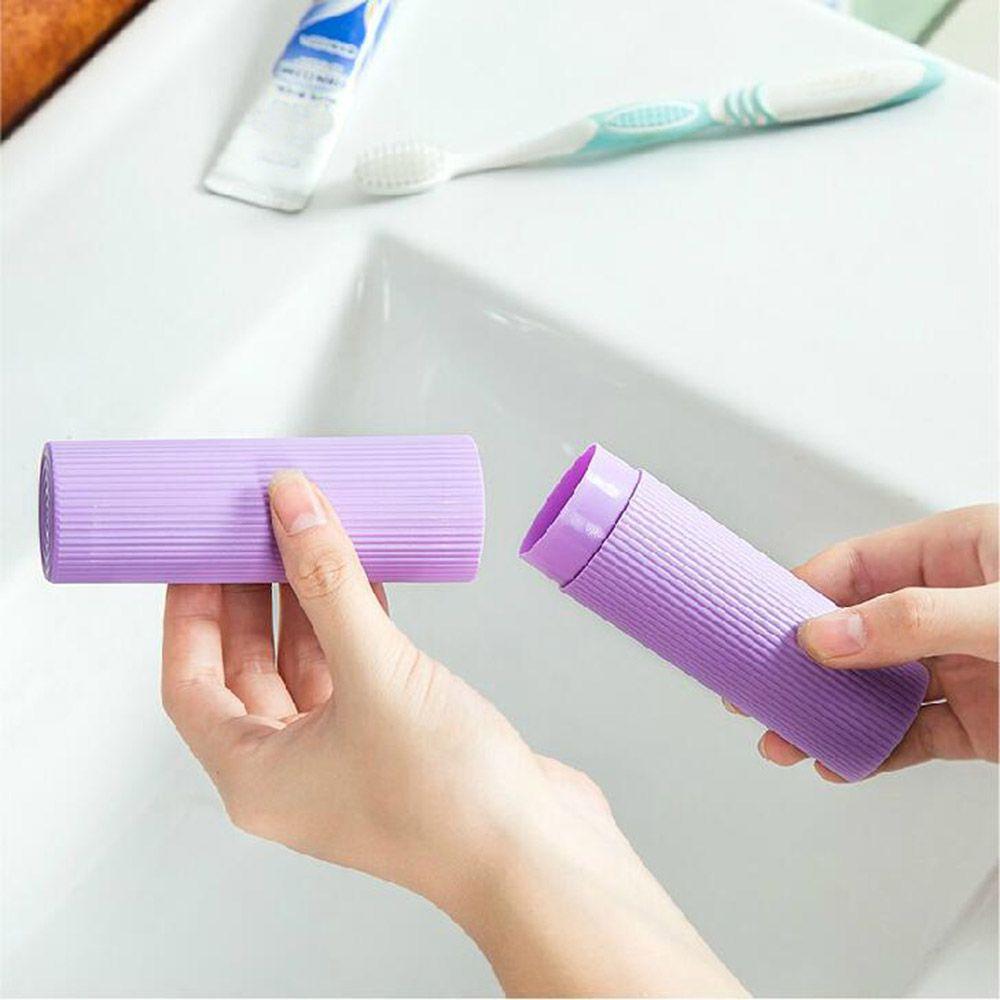 Container Toothpaste Travel Portable Toothbrush Holder Plastic Cylinder Case Storage Box