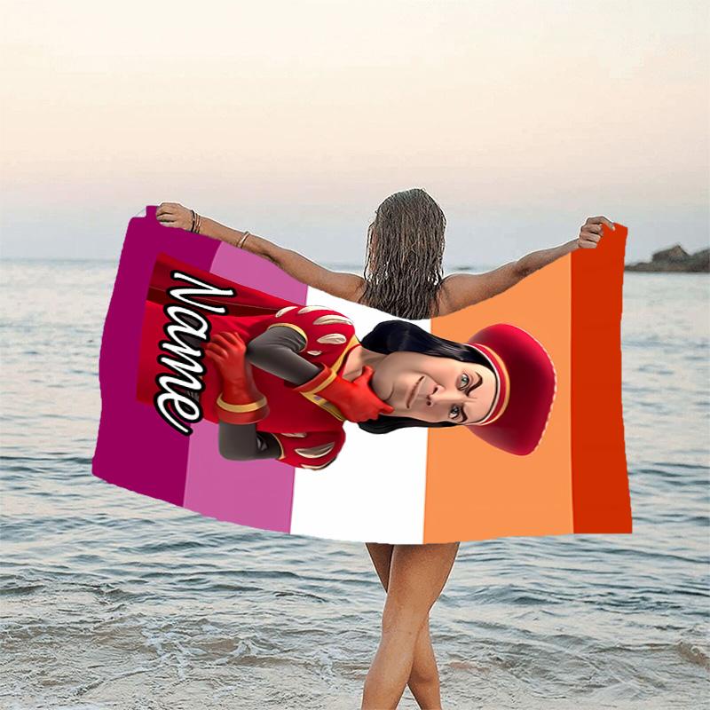 1pc Villain1 Beach Towel with Custom Name, Beach/Swimming/Bath/Picnic/Camping Towel, Suitable for Seaside Beaches