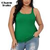CHARMLEAKS Майка больших размеров для женщин с бюстгальтером-полкой, регулируемая широкая бретелька, летние базовые хлопковые майки 1X-5X