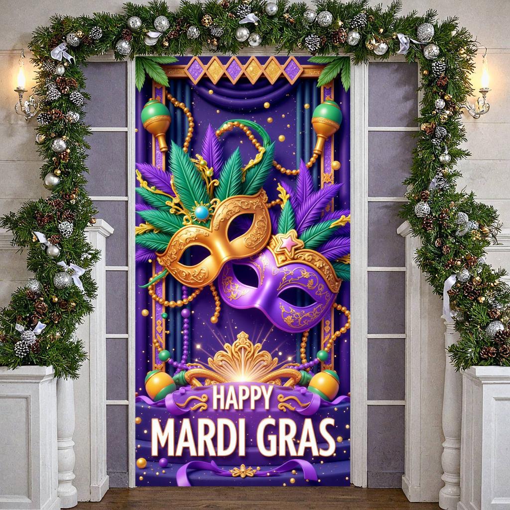 Баннер Mardi Gras Изящная Маска Украшение для Вечеринки Баннер Карнавальный Блестящие Блестки Баннер Mardi Gras Для Фотосессии Фестиваль