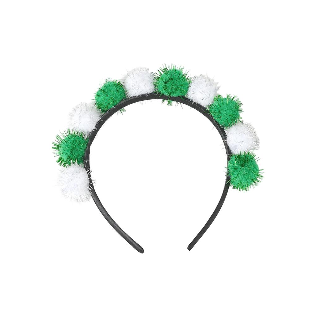 Holiday Decorative Headband With Pom-pom Hair Accessory And Glitter Pom-pom Headband