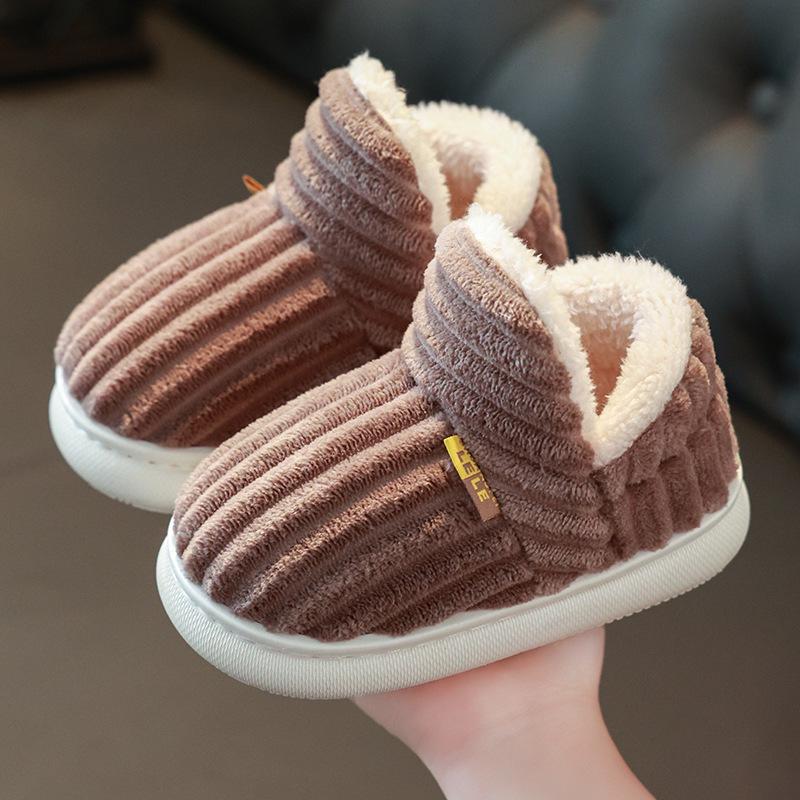 Children's Winter Cotton Slippers with Warm Fur for Boys & Girls - Cozy, Thick-Sole Home Shoes for Infants & Parents