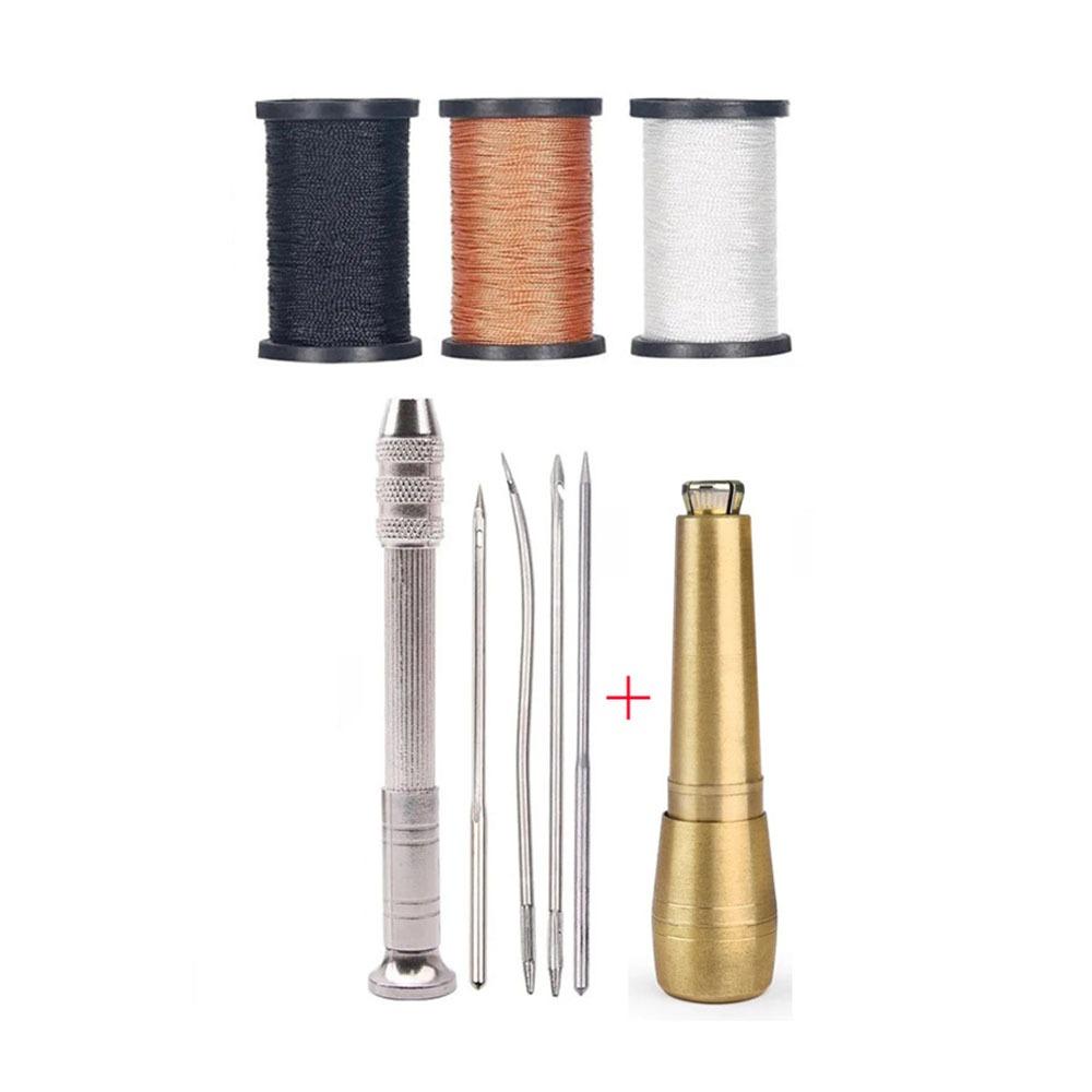 9 pcs/set Nylon Thread Leather Sewing Kit Straight Hook Hand Quilting Needles Stitching Projects