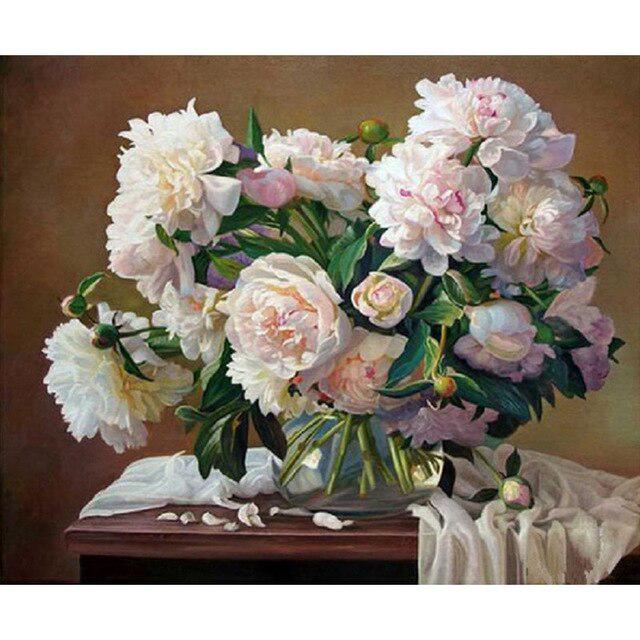 DIY 5D Алмазная картина Цветок Полный круглый Алмазная вышивка Цветы Организация Стразы