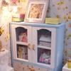 Dollhouse Miniature DIY House Kit Wood Cute Room with LED Furniture and Cover Girl Gift Toy, Summer