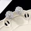 925 Sterling Silver Moissanite Camellia Stud Earrings - Vintage and Versatile