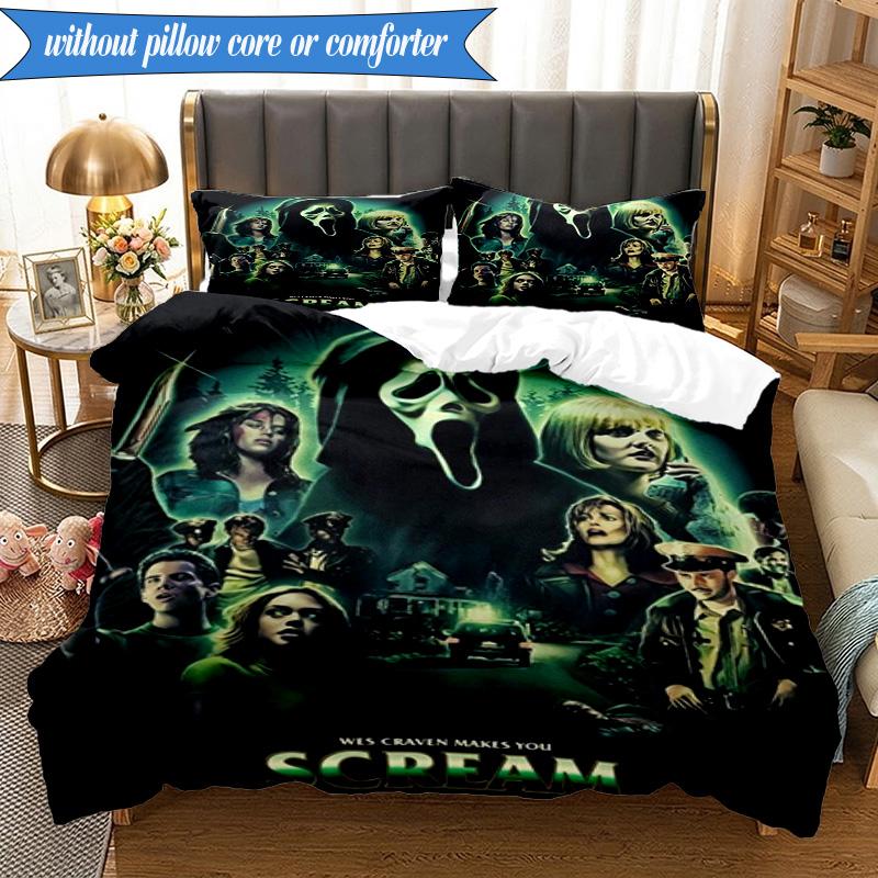 Scr-eam Horror Movie 3pcs K-pop music group Bedding set,Ideal for Bedroom, Dormitory,Including Duvet Cover And 2pcs Pillowcases,Fan gifts