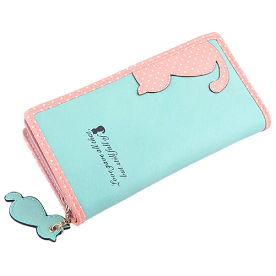 Леди милый картонный кот Pandent короткий длинный кошелек держатель для карт на молнии сумка для монет кошелек