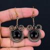 Серьги ювелирных изделий ручной работы из чистой медной проволоки черного оникса с драгоценным камнем на День памяти