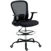 Office Chair Height Adjustable Desk Chair with Adjustable Footring, Lumbar Support, 62 x 59 x 119 cm, Black