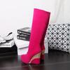 Флокированная ткань с пайетками, танкетки, женские сапоги до колена, внутренняя платформа, плоская подошва, зимние длинные сапоги