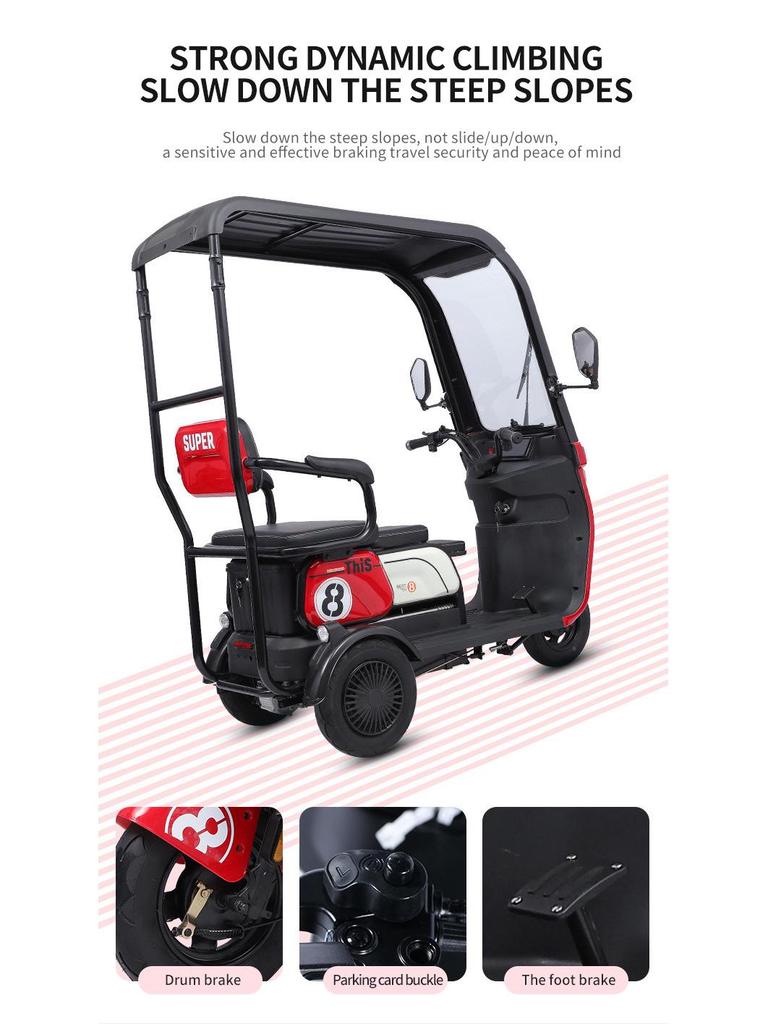 Electric Mobility Tricycle Scooter for Seniors with Customizable Logo
